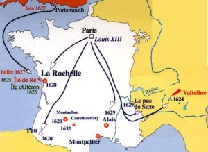 Guerres de religion de Louis XIII : la localisation des combats