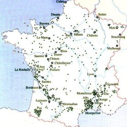 Centres importants des protestants en France au XVII<sup>e</sup> siècle