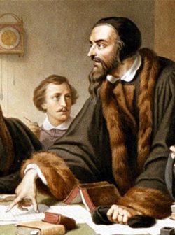 Calvin présidant un colloque à Genève en 1549