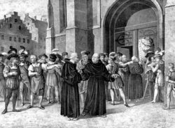 Luther schlägt seine 95 Thesen in Wittenberg an