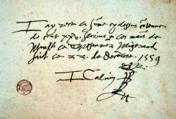 Autographe de Jean Calvin (22 décembre 1559)