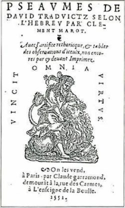 Psaumes de David traduits par Clément Marot (1551)