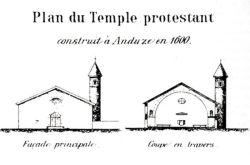 Plan du temple d'Anduze (Gard)