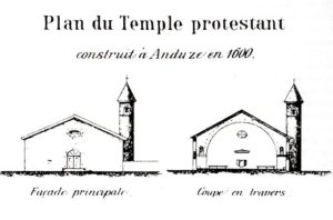 Plan du temple d'Anduze (Gard)