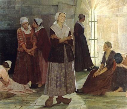 Prisonnières huguenotes à la Tour de Constance, tableau de Jeanne Lombard