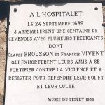 Plaque commémorant l'assemblée de l'Hospitalet en 1689,