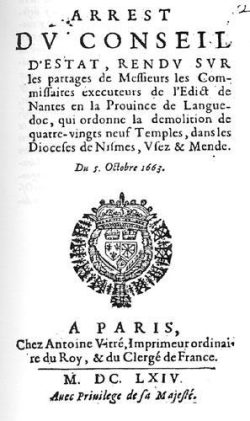 Démolition de 89 temples en Languedoc (1663)