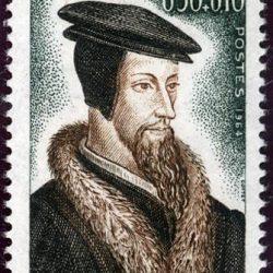 Timbre représentant Jean Calvin