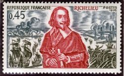 Timbre représentant Richelieu et le siège de La Rochelle