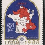 Timbre : les régions d’origine des huguenots français en Afrique du Sud