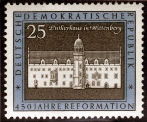 Postage stamp depicting Luther's house in Wittenberg