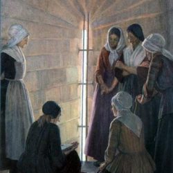 Prisonnières de la Tour de Constance lisant la Bible (par Jeanne Lombard)