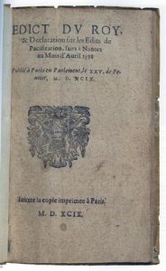 Édit de Nantes, publication de 1599