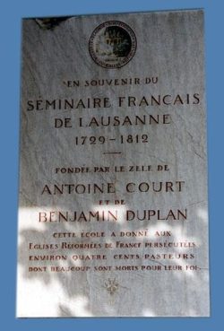 Plaque commémorative du séminaire de Lausanne (1769-1812)