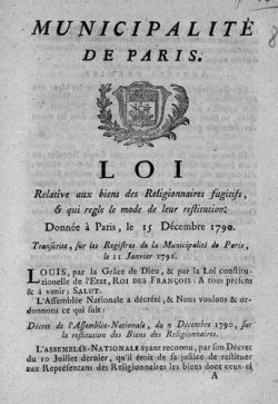 Défense relative aux biens, 15 décembre 1790