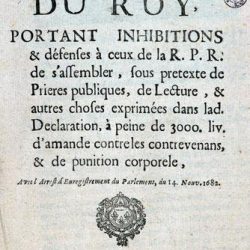 Défense de se rassembler pour des prières et lectures publiques pour ceux de la RPR, 1682