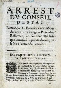 Défense d'enterrer les morts dans la journée (1663)