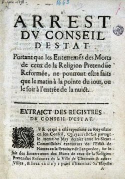 Défense d'enterrer les morts dans la journée (1663)
