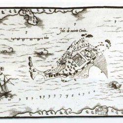 Carte de l’Ile de Sainte Croix établie par Champlain en 1612