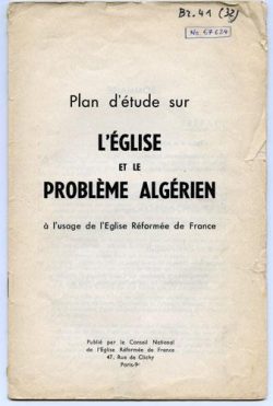 Plan d'étude sur l'Église et le problème algérien