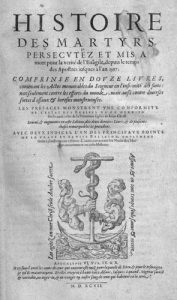 Histoire des Martyrs de Jean Crespin, page de titre