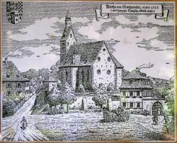 ischwiller (67) temple avec simultaneum gravure en 1727