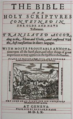 Holy Bible-Bible traduite en anglais à Genève en 1560 (pendant la persécution de Marie Tudor)