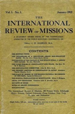 Premier numéro de la revue Internationale des Missions (janvier 1912)