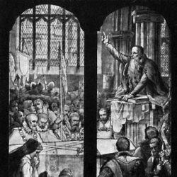 Knox : prédication à Edimbourg (vitrail)