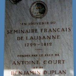 Plaque commémorative du séminaire de Lausanne (1769-1812)