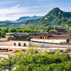 Photo panoramique du palais de Gyeongbokgung, Corée du Sud