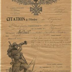 Citation a l’ordre du régiment du sergent Delteil (1916)