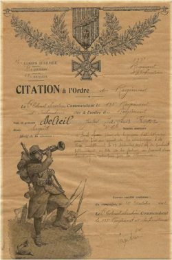 Citation a l'ordre du régiment du sergent Delteil (1916)