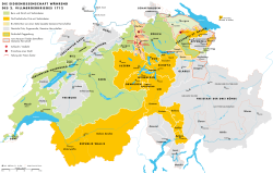 Cantons Protestants Bern, Zürich et alliés Cinq cantons Catholiques et alliés et Parties neutres - Toggenburg (1712)